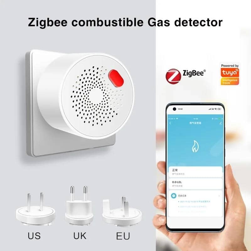 Tuya Smart Zigbee Сензор за природен газ Горим въглищен газ LPG Аларма ...